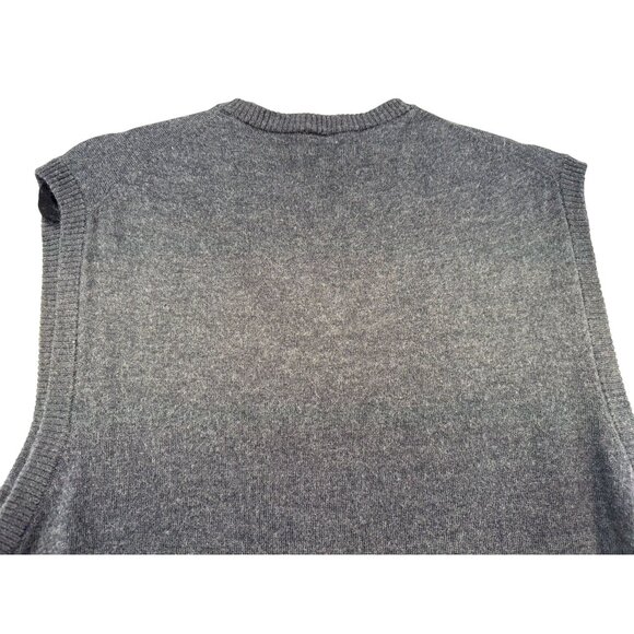 Pronto Uomo Mens  V-Neck Sweater Vest XL Dark Gray 100% Merino Wool Grandpacore - Picture 9 of 9